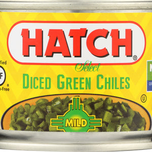 HATCH: Peeled Green Chiles Diced Mild, 4 oz