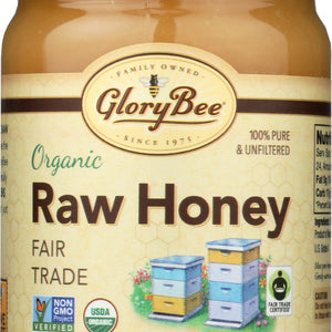 GLORY BEE: Raw Organic Fair Trade Honey, 18oz