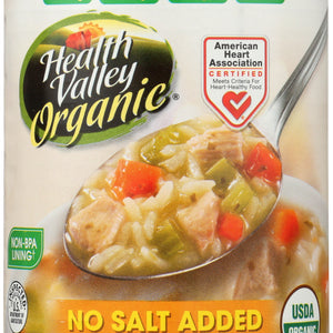 HEALTH VALLEY: Organic Chicken Rice Soup No Salt Added, 15 oz