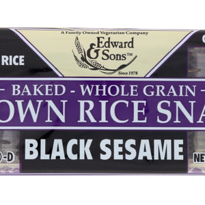 EDWARD & SONS: Baked Brown Rice Snaps Black Sesame, 3.5 oz