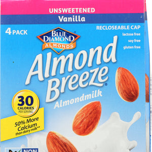 BLUE DIAMOND: Almond Breeze Unsweetened Vanilla Pack of 4, 32 oz