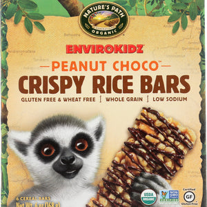 ENVIROKIDZ ORGANIC: Crispy Rice Bar Peanut Choco Drizzle 6 Bars, 6 oz