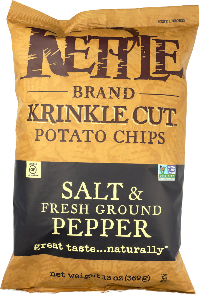 KETTLE BRAND: Krinkle Cut Potato Chips Salt & Fresh Ground Pepper, 13 oz
