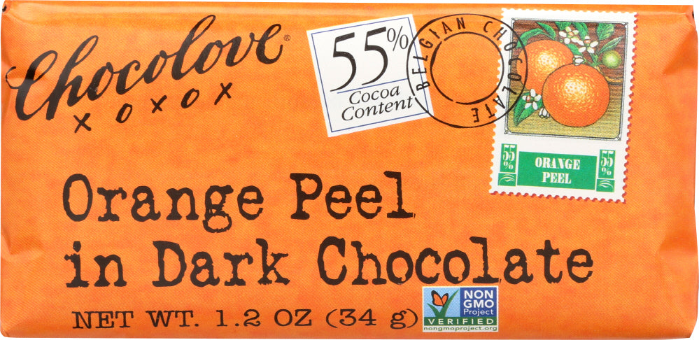 CHOCOLOVE: Mini Dark Chocolate Bar Orange Peel, 1.2 oz