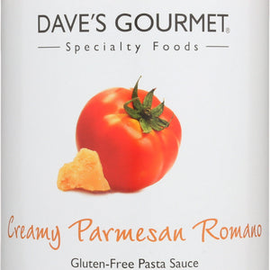 DAVES GOURMET: Creamy Parmesan Romano Pasta Sauce, 25 oz