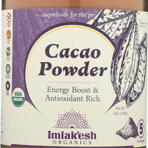 IMLAKESH ORGANICS: Cacao Powder Organic, 12 oz