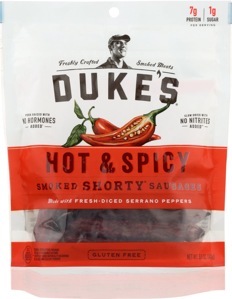 DUKES: Shorty Smoked Sausage Hot and Spicy, 5 oz