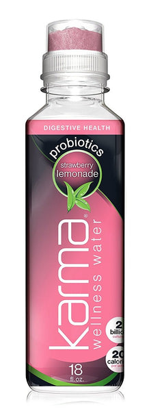KARMA WELLNESS WATER: Probiotics Drink Strawberry Lemonade, 18 oz
