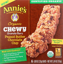 ANNIES HOMEGROWN: Organic Chewy Granola Bars Peanut Butter Chocolate Chip 6 pk, 5.34 oz