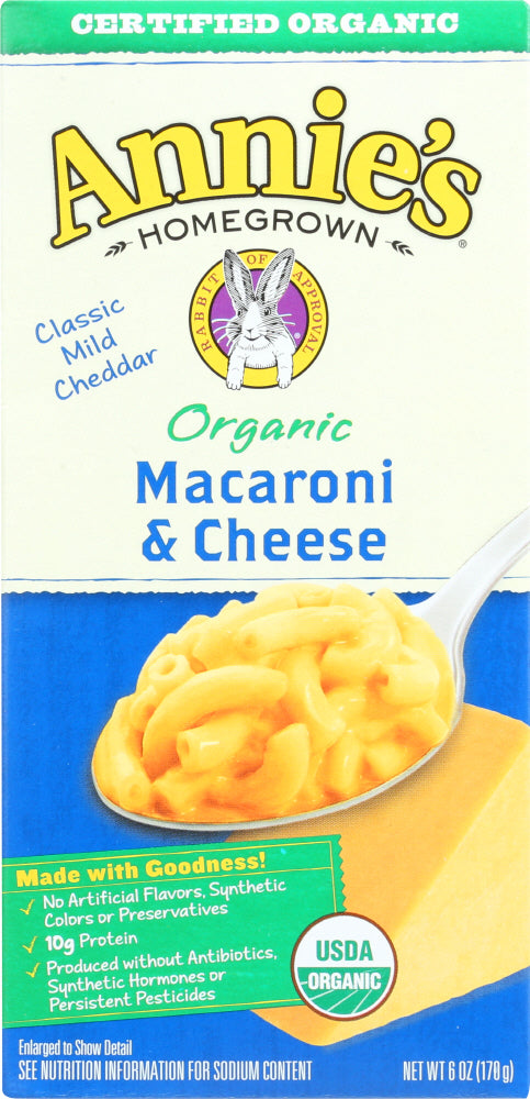 ANNIE'S HOMEGROWN: Organic Macaroni & Cheese Classic Mild Cheddar, 6 oz