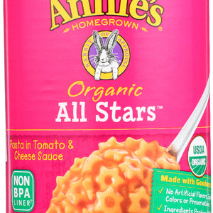 ANNIE'S HOMEGROWN: Organic All Stars Pasta in Tomato and Cheese Sauce, 15 Oz