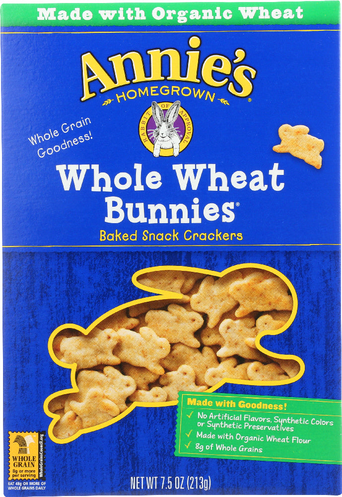 ANNIES HOMEGROWN: Whole Wheat Bunnies Baked Snack Cracker, 7.5 oz