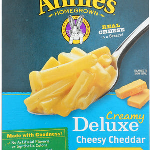ANNIE'S HOMEGROWN: Creamy Deluxe Macaroni Dinner Rice Pasta & Extra Cheesy Cheddar Sauce Gluten Free, 11 oz