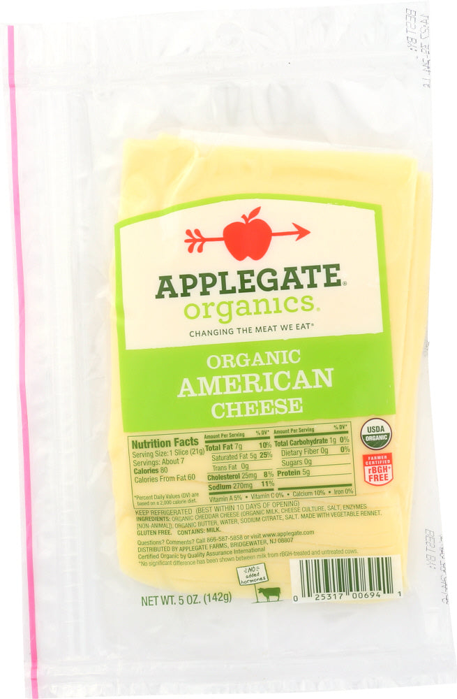 APPLEGATE: Organic American Cheese Slices, 5 oz