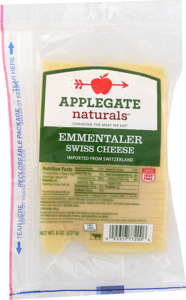 APPLEGATE: Natural Swiss Cheese Emmentaler, 8 oz