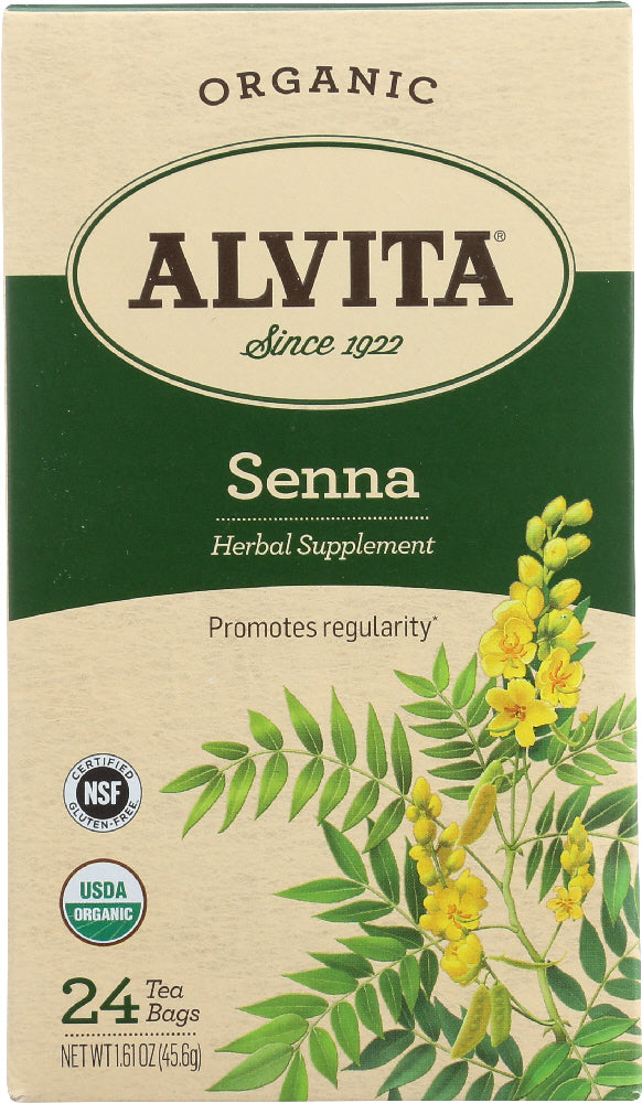 ALVITA: Organic Senna Tea Herbal Supplement Caffeine Free 24 Tea Bags, 1.61 oz