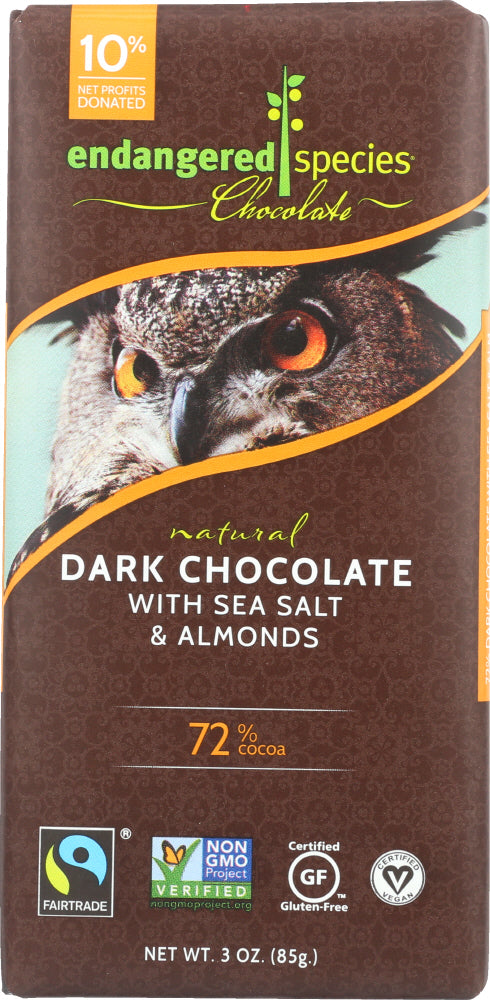 ENDANGERED SPECIES: Natural Dark Chocolate with Sea Salt & Almonds, 3 oz