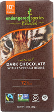 ENDANGERED SPECIES: Natural Dark Chocolate Bar with Espresso Beans, 3 oz