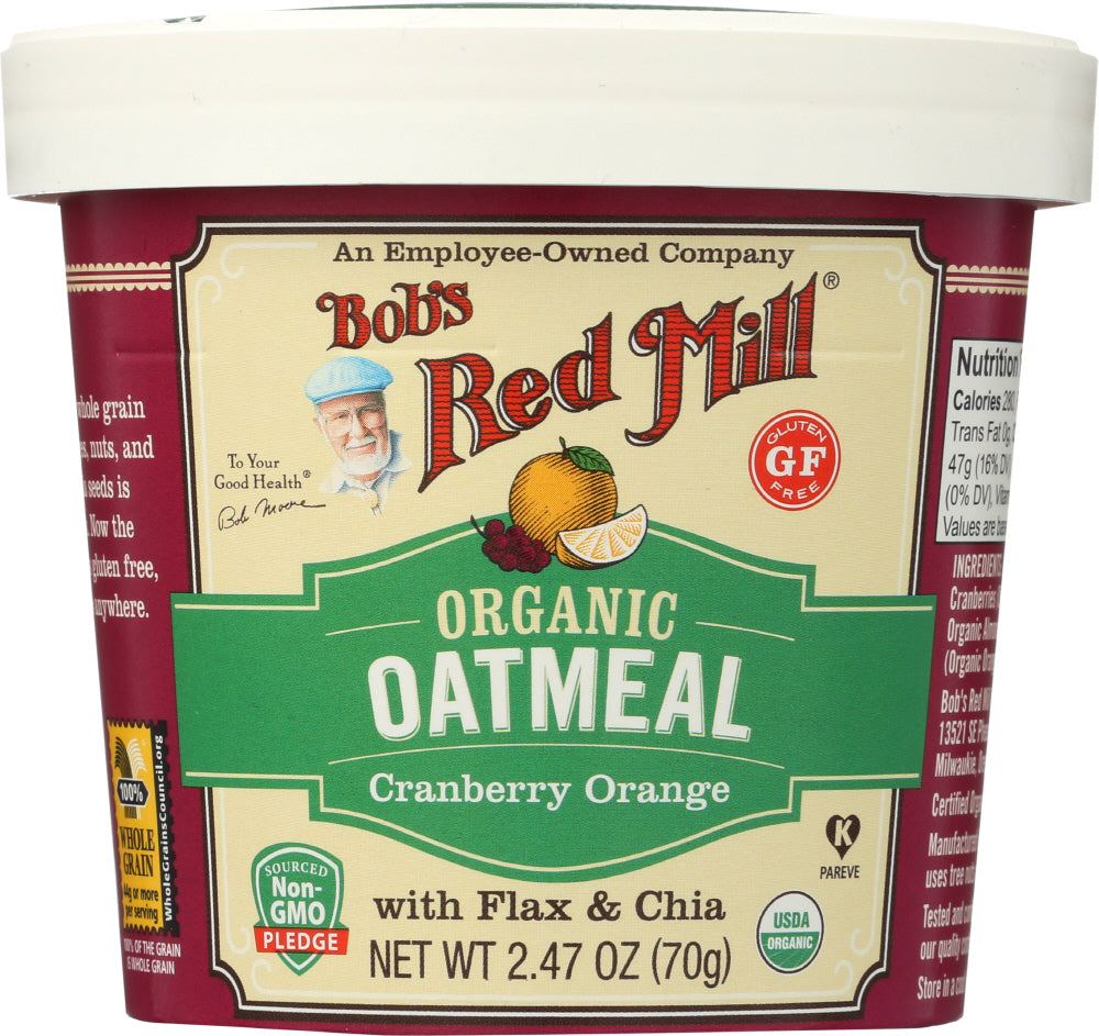 BOBS RED MILL: Organic Oatmeal Cup Cranberry Orange, 2.47 oz