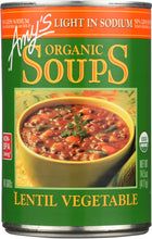 AMY'S: Organic Soup Light in Sodium Lentil Vegetable, 14.5 oz