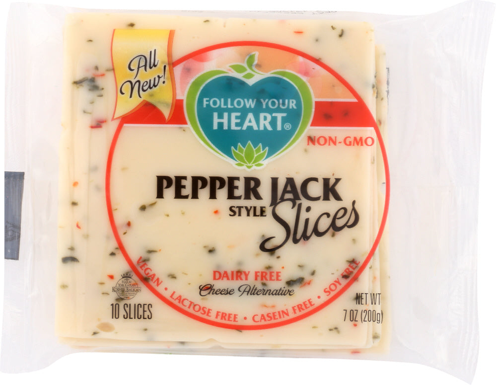FOLLOW YOUR HEART: Pepper Jack Style Cheese Alternative Slices, 7 oz