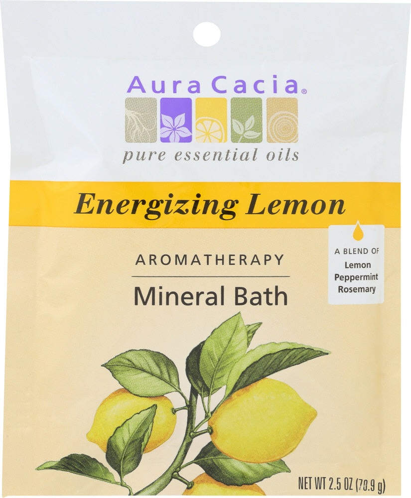 AURA CACIA: Aromatherapy Mineral Bath Energizing Lemon, 2.5 Oz