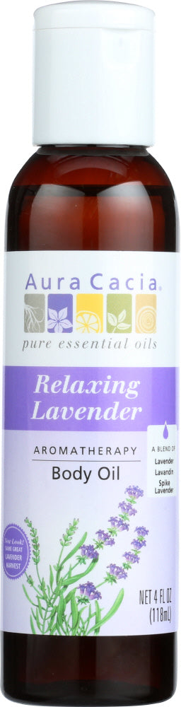 AURA CACIA: Aromatherapy Body Oil Relaxing Lavender, 4 oz