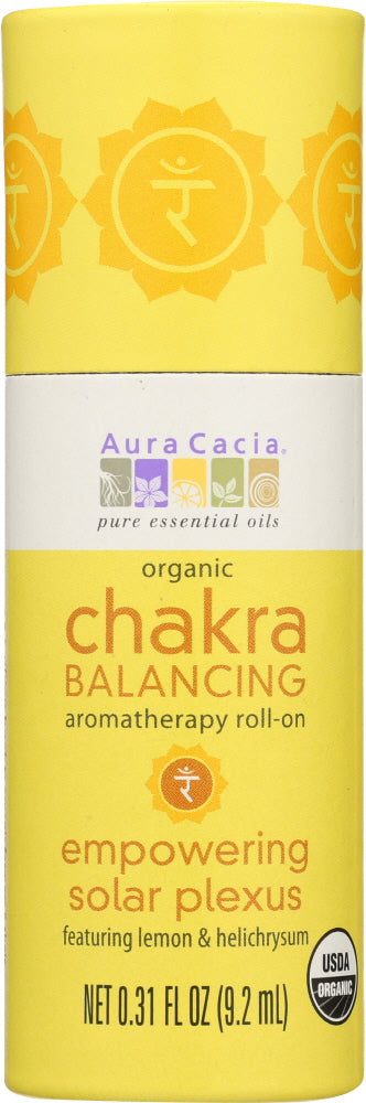 AURA CACIA: Chakra Balancing Aromatherapy Roll-On Empowering Solar Plexus, 0.31 oz