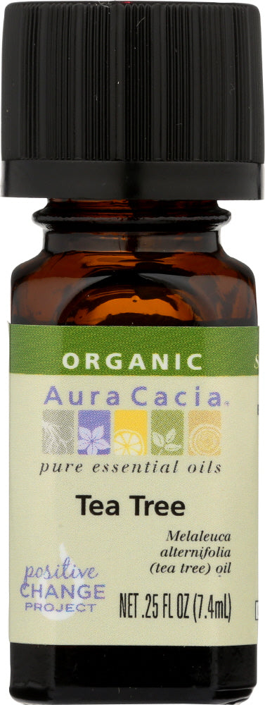 AURA CACIA: Organic Tea Tree Essential Oil, 0.25 oz