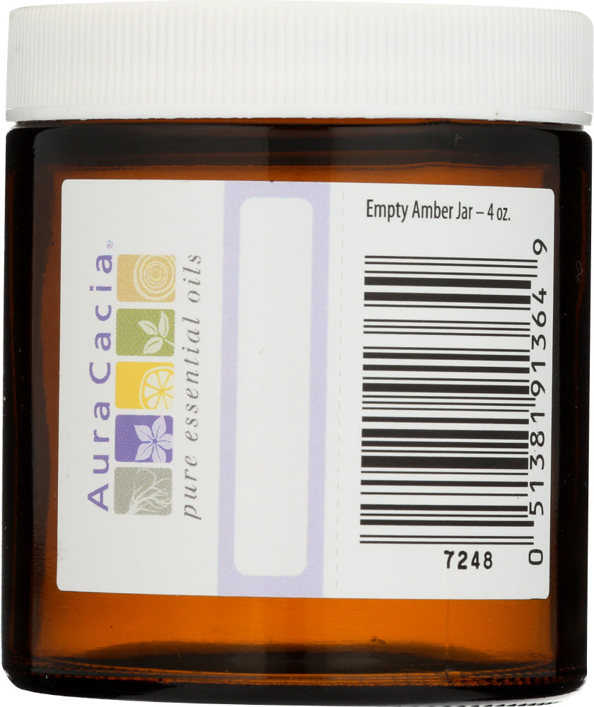 AURA CACIA: Amber Wide Mouth Jar with Writable Label, 4 oz