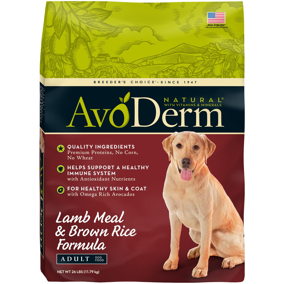 AVODERM: Dog Dry Lamb & Rice Natural, 4.4 lb