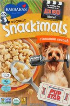 BARBARAS: Organic Snackimals Cereal Cinnamon Crunch, Non GMO, Whole Grain, Vegan, 9 oz