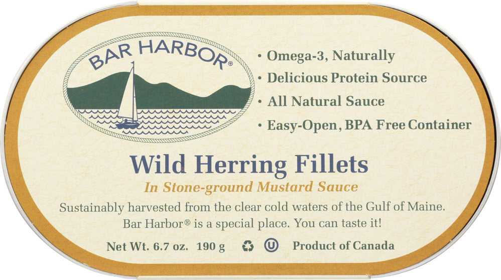 BAR HARBOR: Wild Herring Fillets In Stone-Ground Mustard Sauce, 6.7 oz