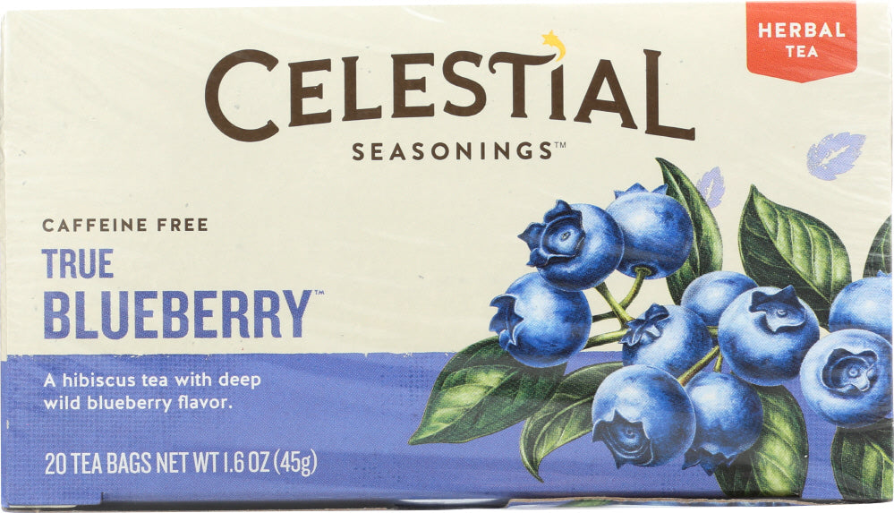 CELESTIAL SEASONINGS: True Blueberry Herbal Tea Caffeine Free, 20 bg