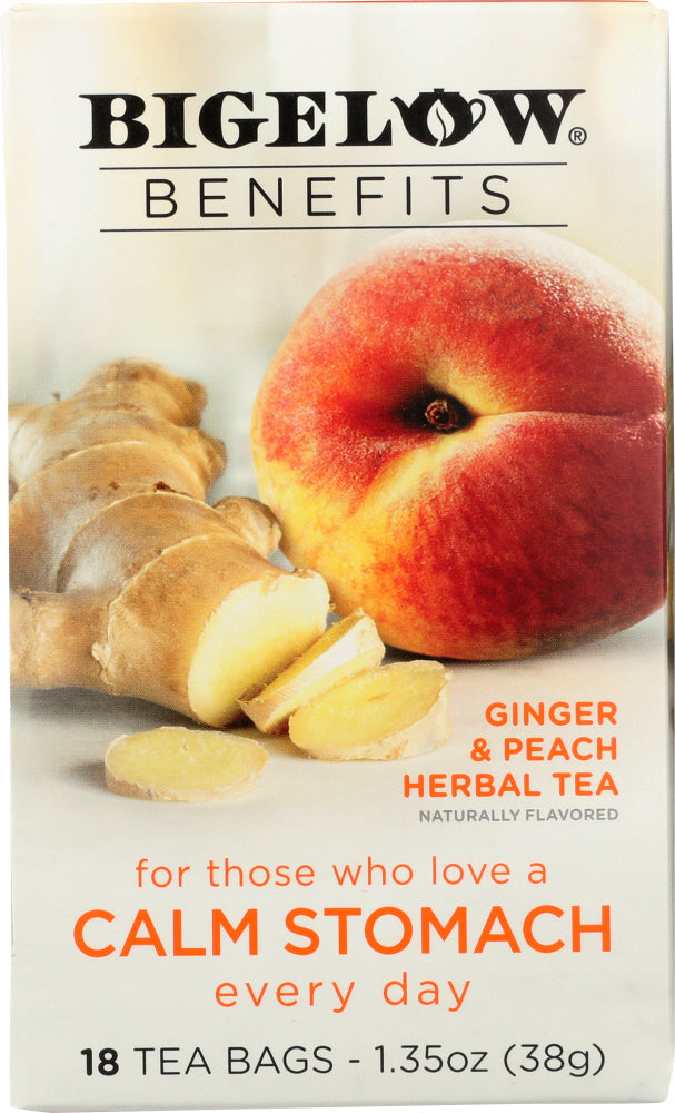 BIGELOW: Benefits Ginger and Peach Herbal Tea 18 Bags, 1.35 oz