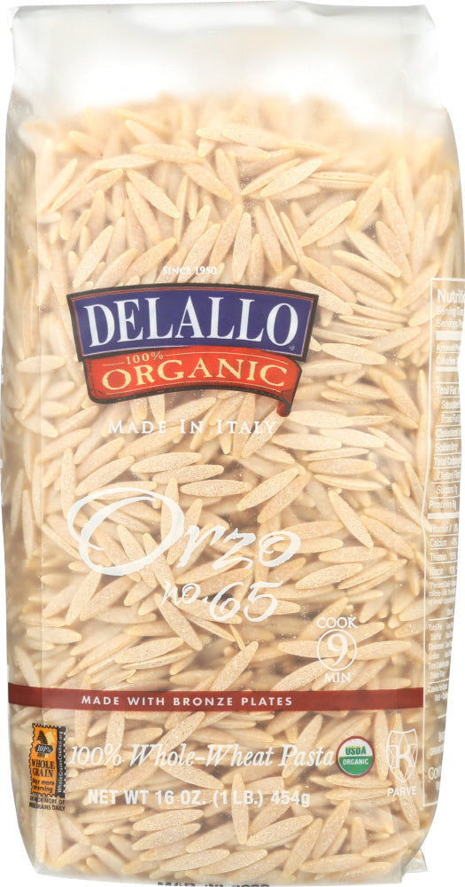 DELALLO: Orzo No. 65 100% Organic Whole Wheat Pasta, 16 oz