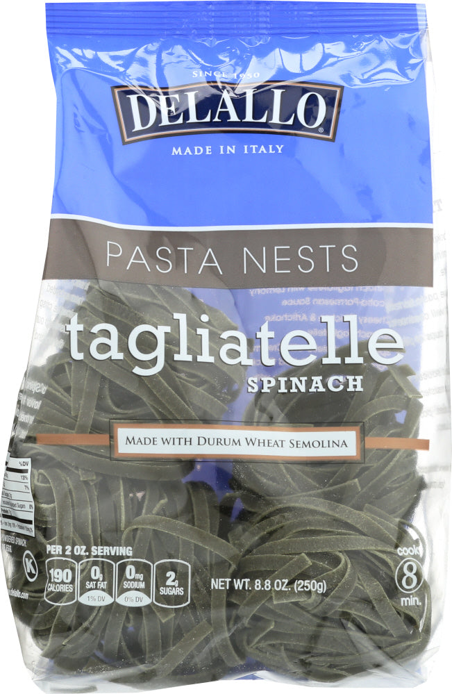 DELALLO: Spinach Tagliatelle Nest Pasta, 8.8 oz