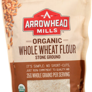 ARROWHEAD MILLS: Organic Stone Ground Whole Wheat Flour, 22 oz