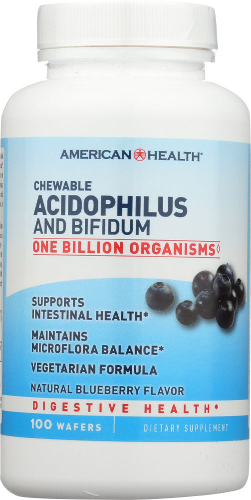 AMERICAN HEALTH: Chewable Acidophilus and Bifidum Natural Blueberry Flavor, 100 Wafers