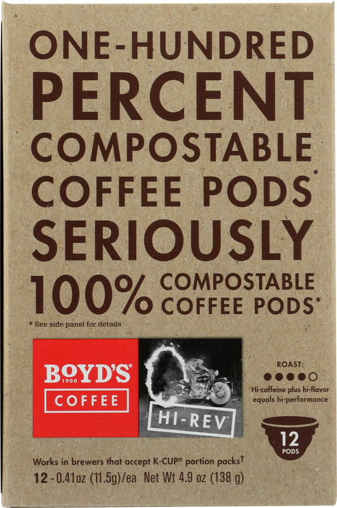 BOYDS: Hi-Rev Coffee Single Cups, 12 pcs
