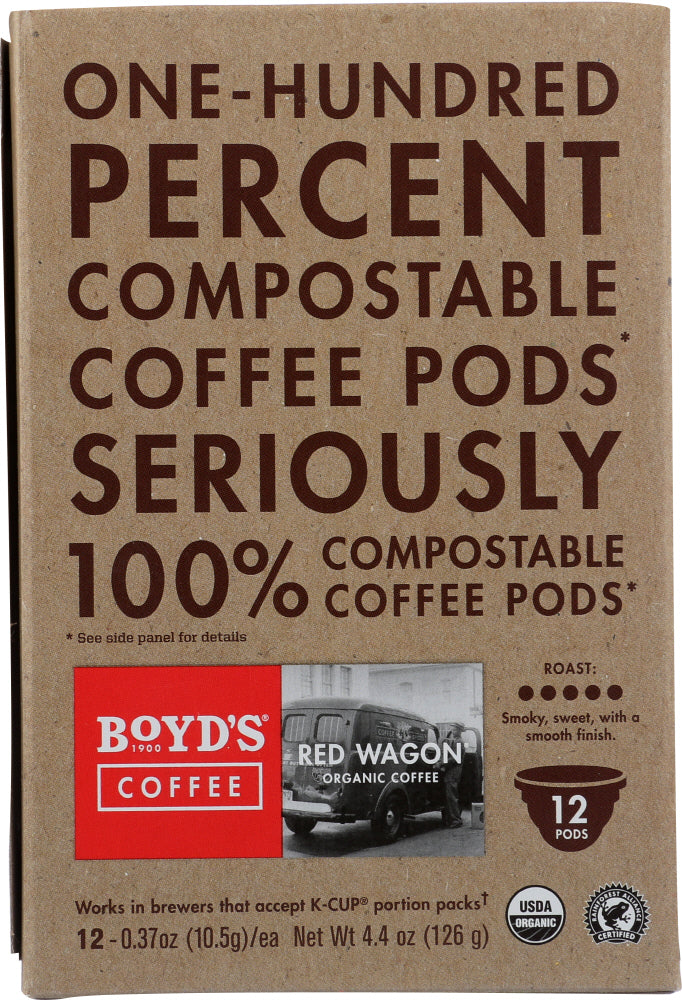 BOYDS: Organic Red Wagon Coffee Single Cups, 12 pcs