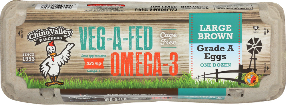 CHINO VALLEY: Veg-A-Fed Omega-3 Large Brown Eggs, 1 dz
