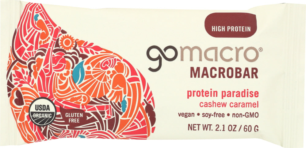 GOMACRO: MacroBar Protein Paradise Cashew Caramel, 2.1 oz