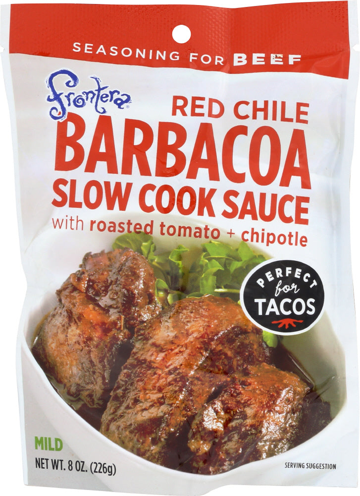 FRONTERA: Red Chile Barbacoa Slow Cook Sauce with Roasted Tomato Plus Chipotle, 8 oz