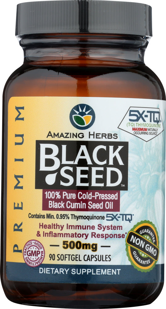 AMAZING HERBS: Black Seed 500 mg, 90 softgel capsules