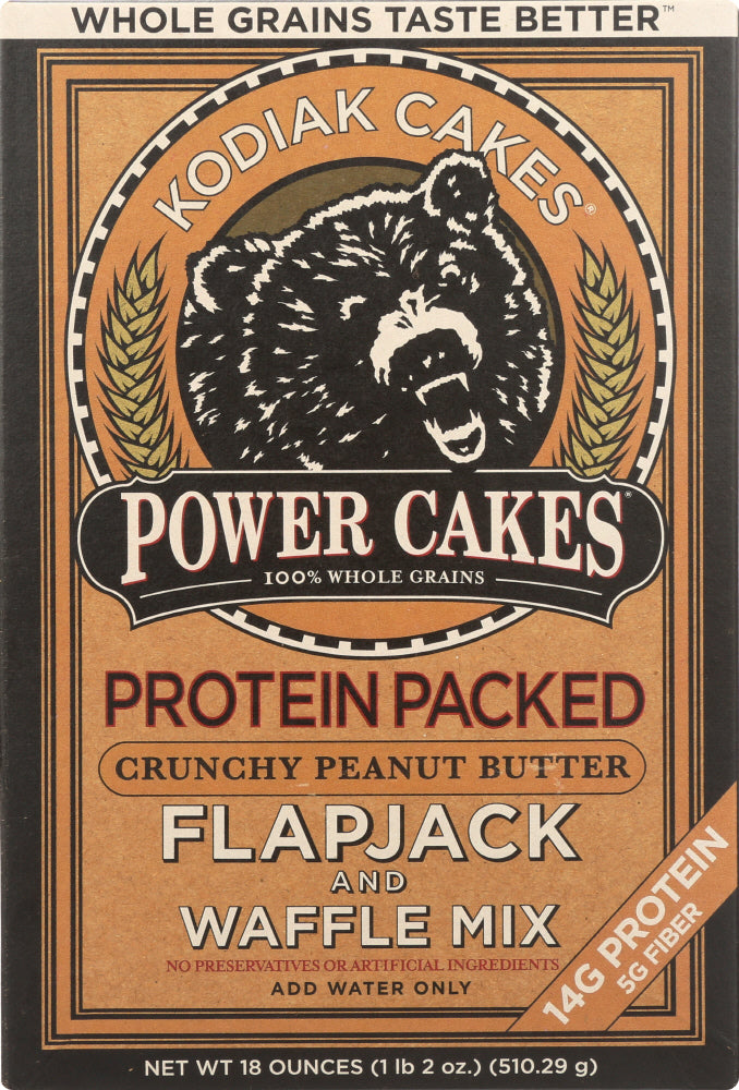 KODIAK: Mix Power Cakes Crunchy Peanut Butter Flapjack, 18 oz