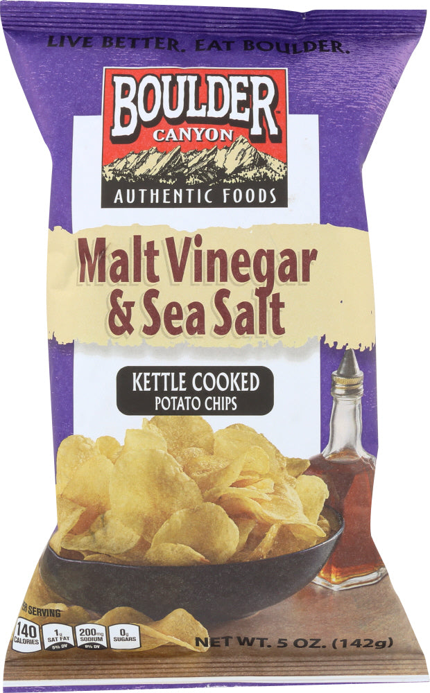 BOULDER CANYON: Kettle Cooked Potato Chips Malt Vinegar and Sea Salt, 5 oz
