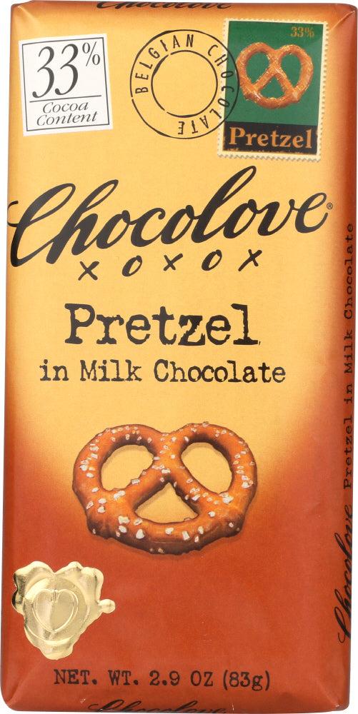 CHOCOLOVE: Pretzel In Milk Chocolate Bar, 2.9 oz