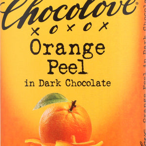 CHOCOLOVE: Orange Peel In Dark Chocolate Bar, 3.2 oz