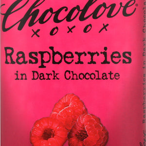 CHOCOLOVE: Raspberries In Dark Chocolate Bar, 3.1 oz